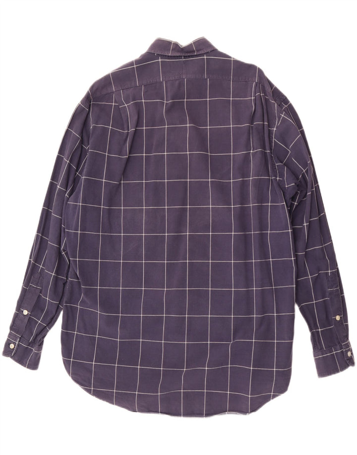 Polo Ralph Lauren Camisa masculina grande algodão xadrez azul marinho