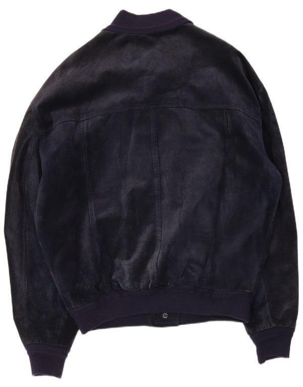 Jaqueta bomber masculina Bayside de camurça Reino Unido 40 grande couro azul marinho