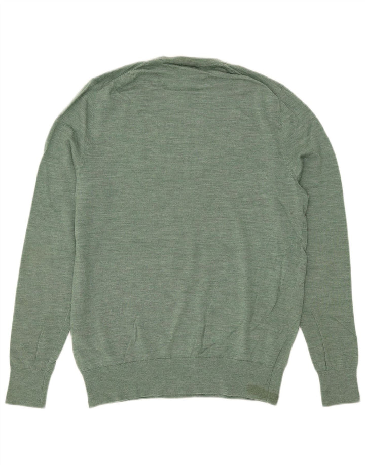 Suéter masculino John Lewis com gola redonda, lã merino verde médio