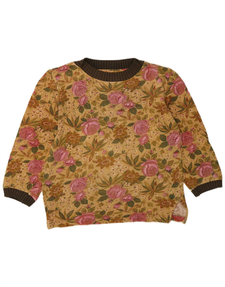 Moletom feminino vintage Jumper IT 44 algodão floral amarelo médio