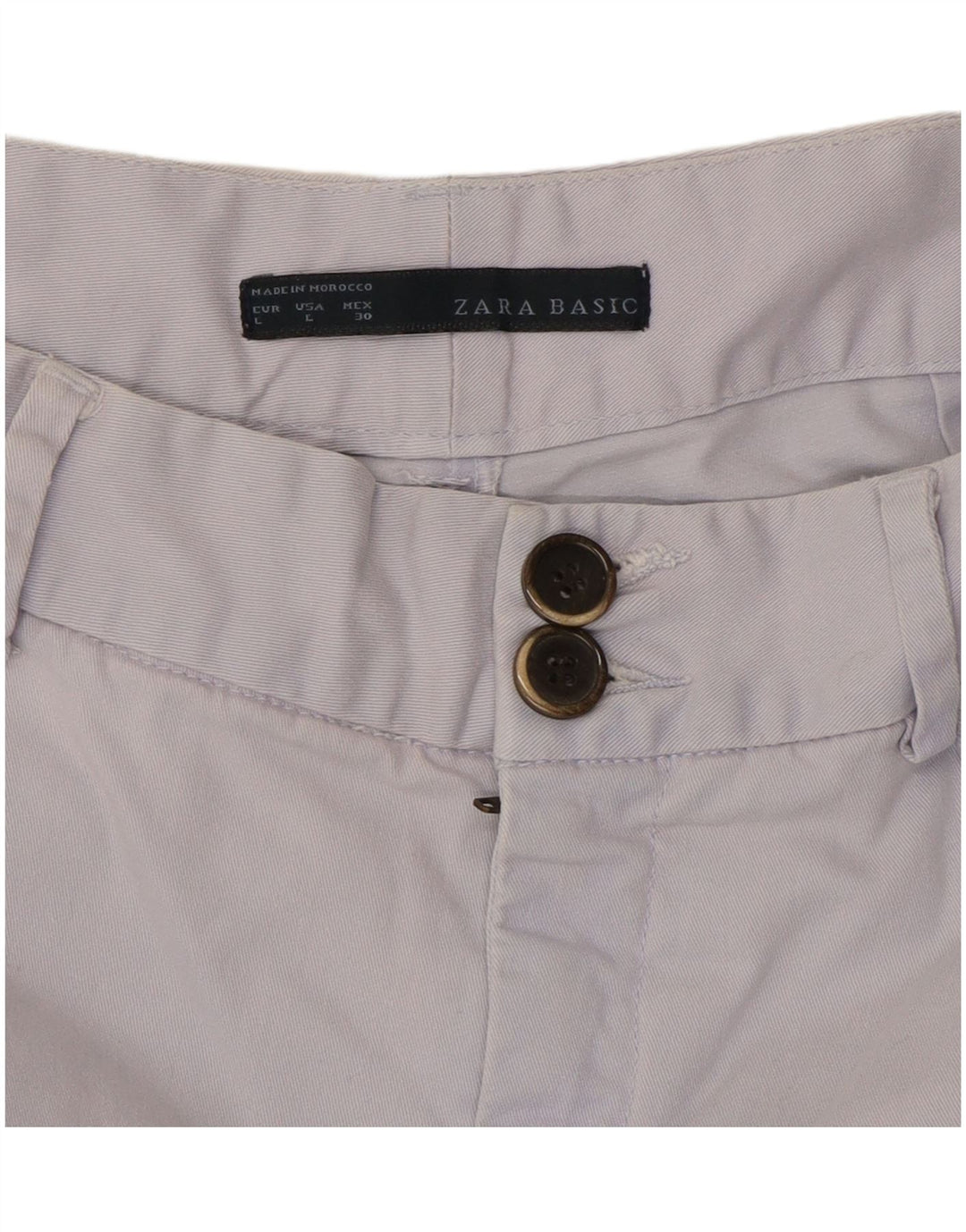 Zara Shorts Chino Feminino Grande W30 Azul