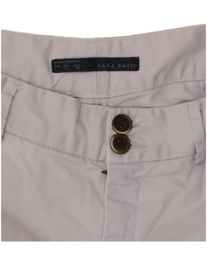 Zara Shorts Chino Feminino Grande W30 Azul