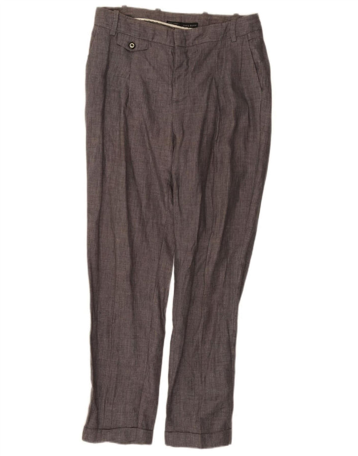 Calça Chino Reta Feminina Zara Médio W28 L27 Cinza