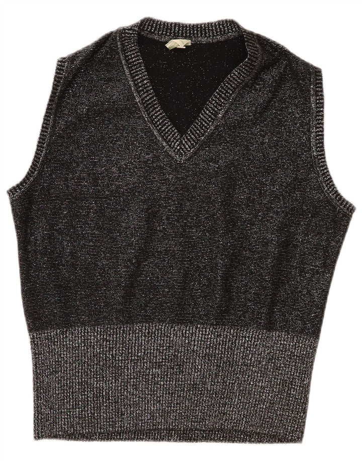 Colete feminino vintage regata IT 44 poliacrílico manchado cinza médio