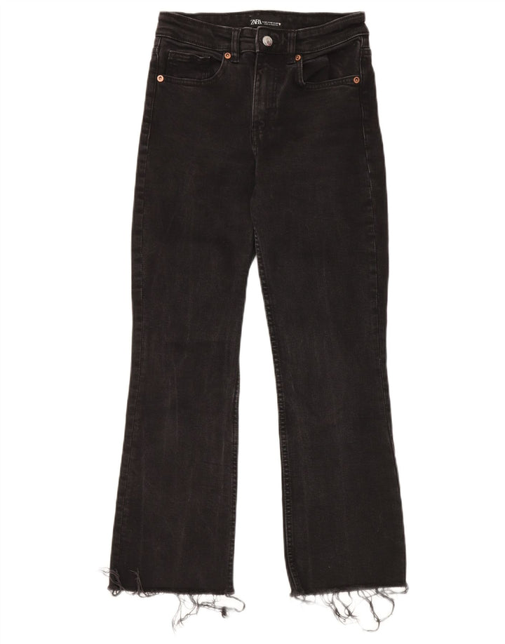 ZARA Womens Cropped Jeans EU 38 Small W28 L25 Black Cotton