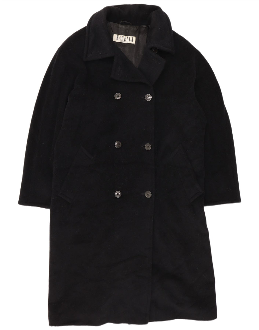 Casaco feminino Marella com peito duplo Reino Unido 12 lã preta média