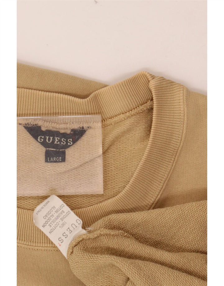 Suéter gráfico masculino GUESS de algodão bege grande