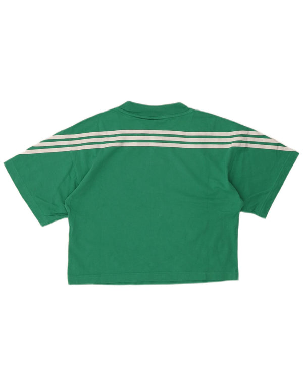 Camiseta Adidas Oversized Crop Top UK 4/6 XS Verde Algodão