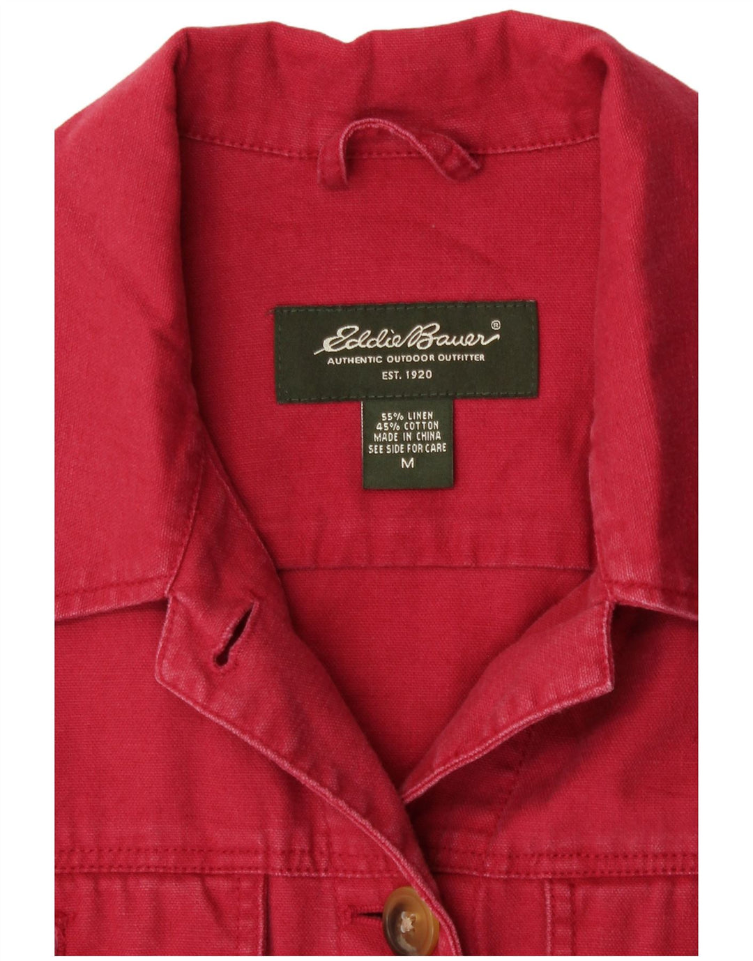 Jaqueta bomber feminina Eddie Bauer UK 14 linho vermelho médio