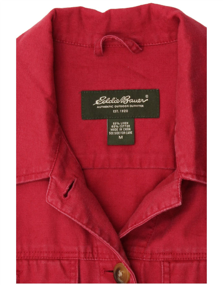 Jaqueta bomber feminina Eddie Bauer UK 14 linho vermelho médio