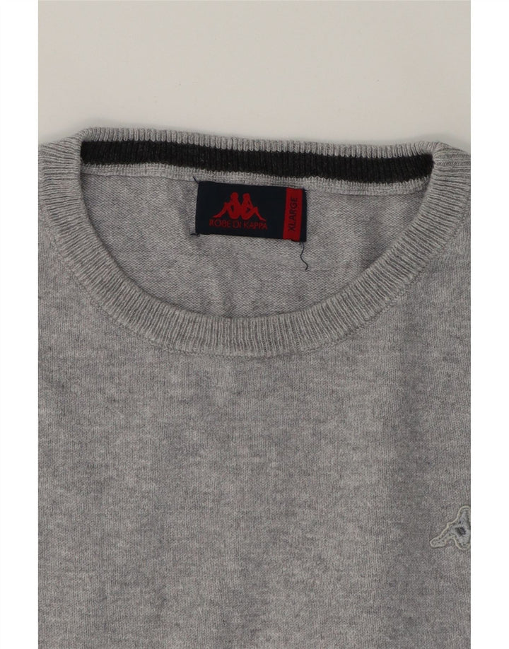 KAPPA Mens Crew Neck Jumper Sweater XL Grey Colourblock Cotton Vintage Kappa and Second-Hand Kappa from Messina Hembry 
