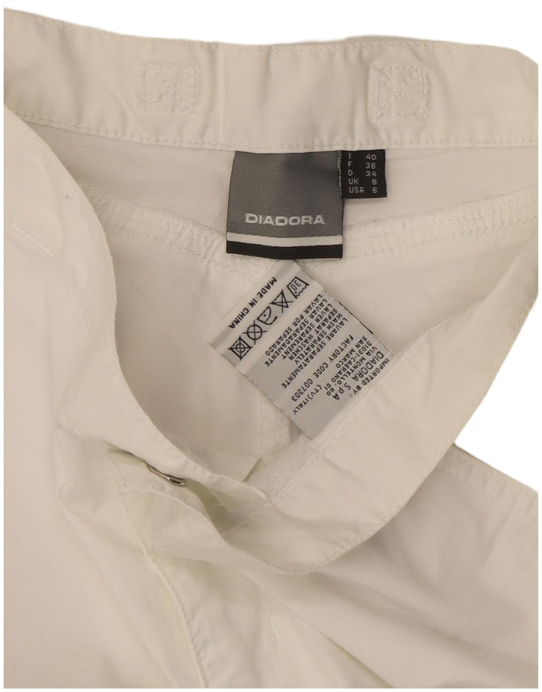 Diadora Womens Chino Shorts UK 8 Pequeno W27 L11 Algodão Branco