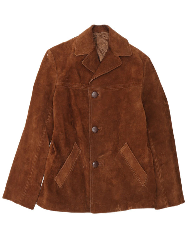 Jaqueta masculina vintage de camurça UK 36 pequena marrom