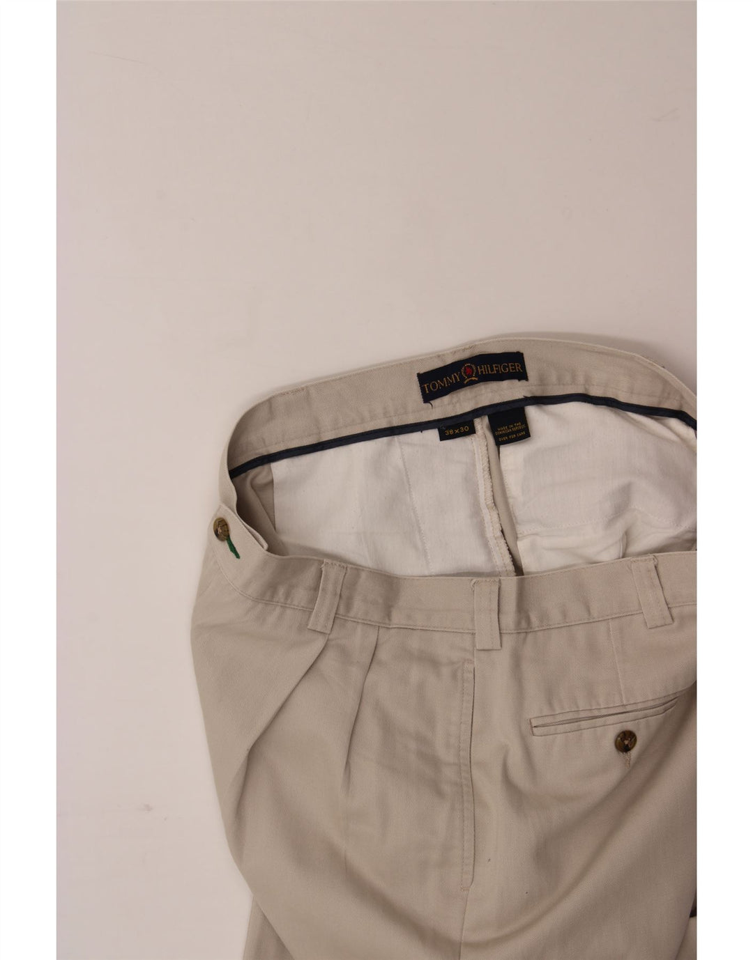 TOMMY HILFIGER Mens Pegged Chino Trousers W38 L30 Beige Cotton Vintage Tommy Hilfiger and Second-Hand Tommy Hilfiger from Messina Hembry 