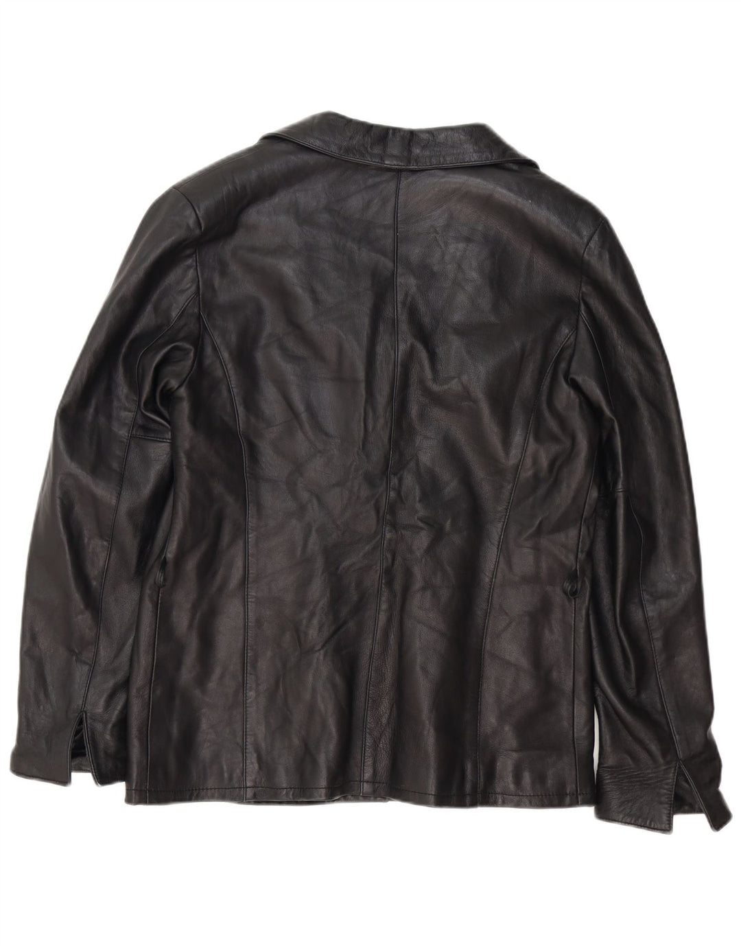 Jaqueta de couro feminina vintage IT 52 2XL preta
