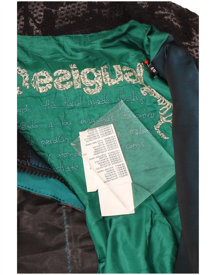 Jaqueta bomber feminina Desigual EU 46 XL preta patchwork poliéster