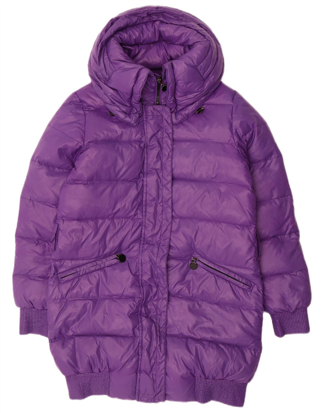 Casaco acolchoado com capuz feminino Benetton UK 10 pequeno roxo