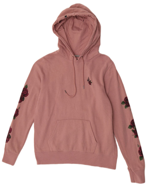 Jumper com capuz feminino Volcom UK 14 algodão floral rosa médio