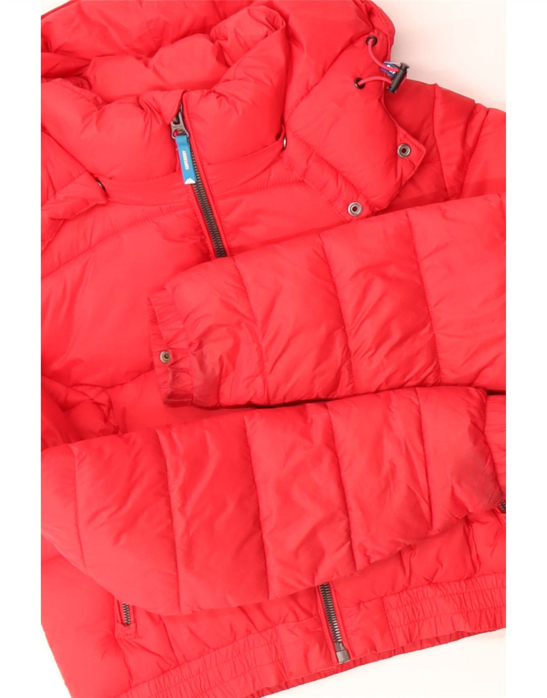 Jaqueta acolchoada feminina SUPERDRY com capuz UK 10 pequeno bloco colorido vermelho
