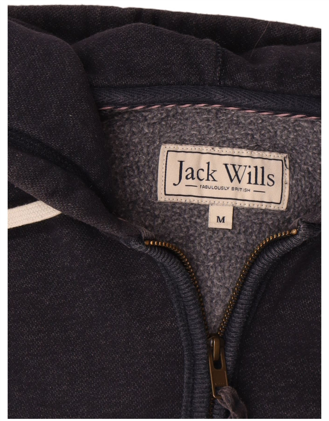 Jack Wills Suéter masculino com capuz e zíper gráfico médio algodão azul marinho