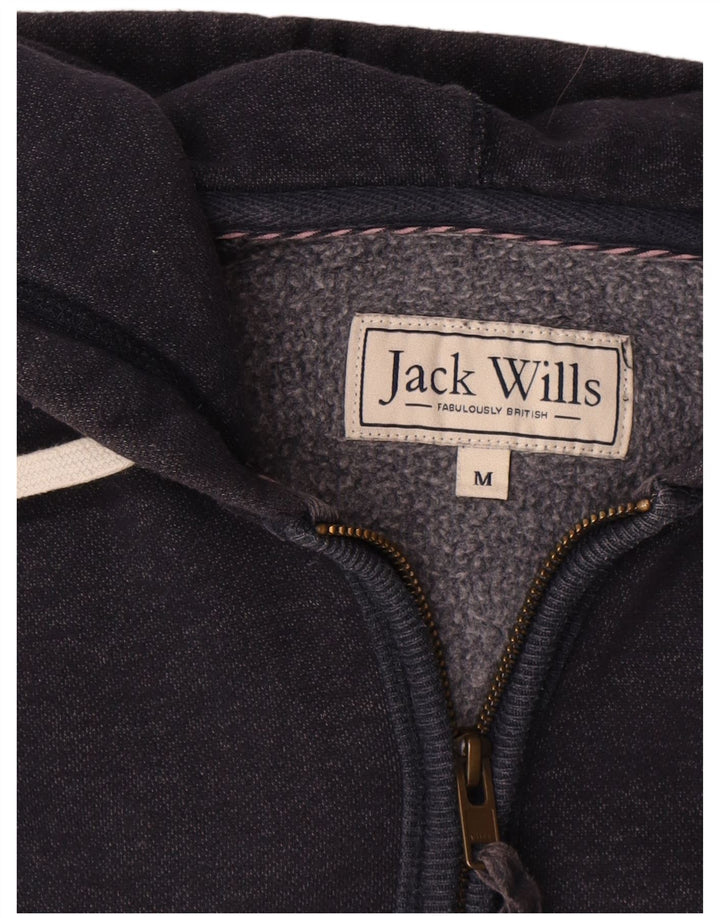 Jack Wills Suéter masculino com capuz e zíper gráfico médio algodão azul marinho