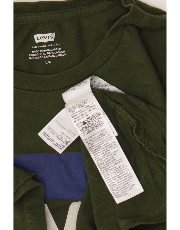 Camiseta gráfica masculina Levi's Top grande de algodão verde