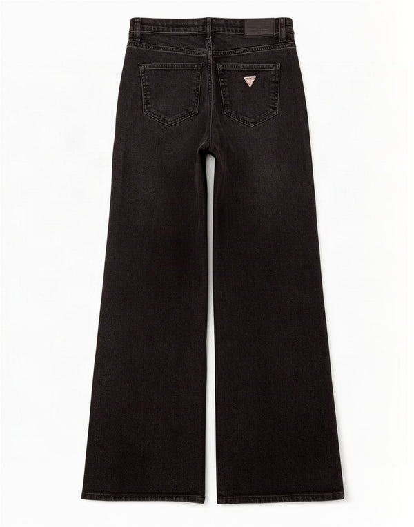Guess Jeans feminino de perna larga W26 L30 algodão preto