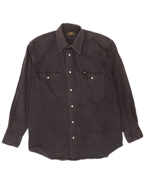 Camisa jeans masculina Lee algodão preto médio
