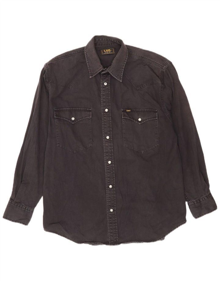Camisa jeans masculina Lee algodão preto médio