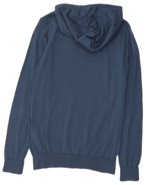 Suéter feminino Reiss com capuz e lã Merino UK 12 médio azul marinho