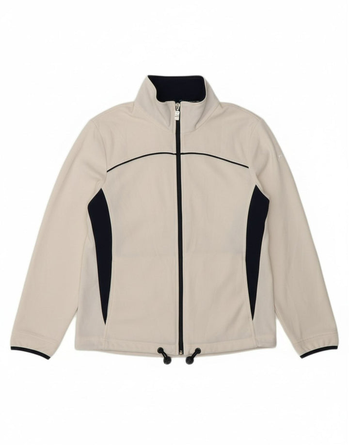 ASICS Womens Tracksuit Top Jacket UK 16 Grande bloco colorido branco