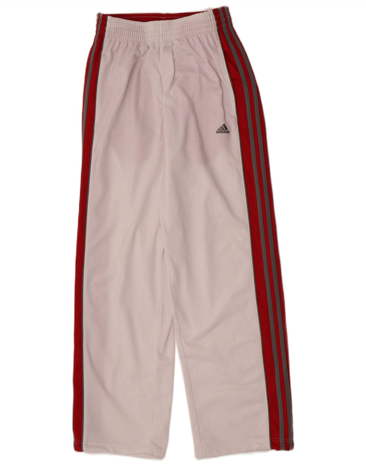 Calça de treino feminina Adidas UK 8 pequena branca colorblock poliéster