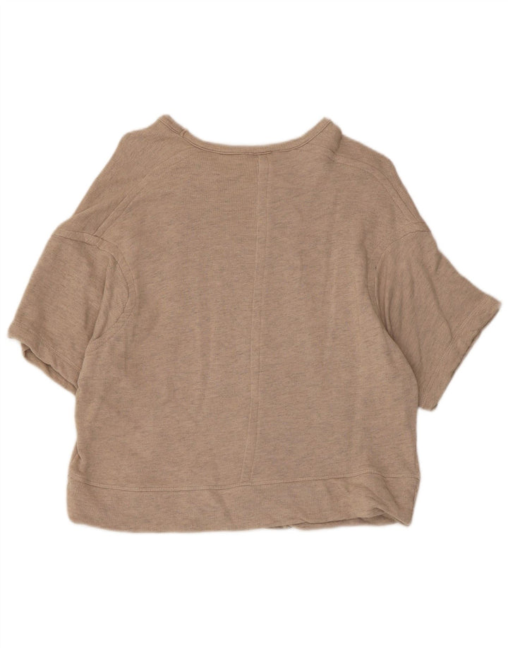 Zara Suéter feminino de manga curta oversized com capuz UK 10 pequeno bege
