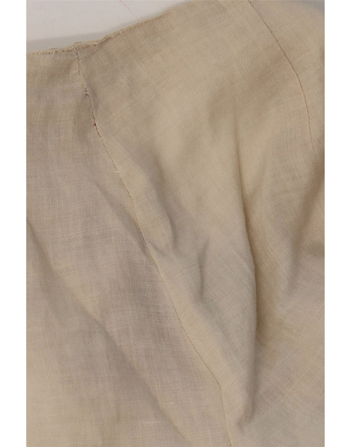 BLASTING Womens Wide Leg Cropped Trousers Medium W30 L26 Beige Linen Vintage Blasting and Second-Hand Blasting from Messina Hembry 