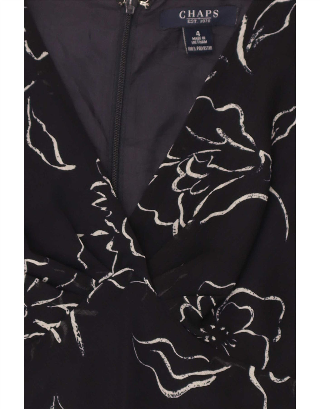 Vestido maxi feminino sem mangas da Chaps US 4 pequeno preto floral poliéster