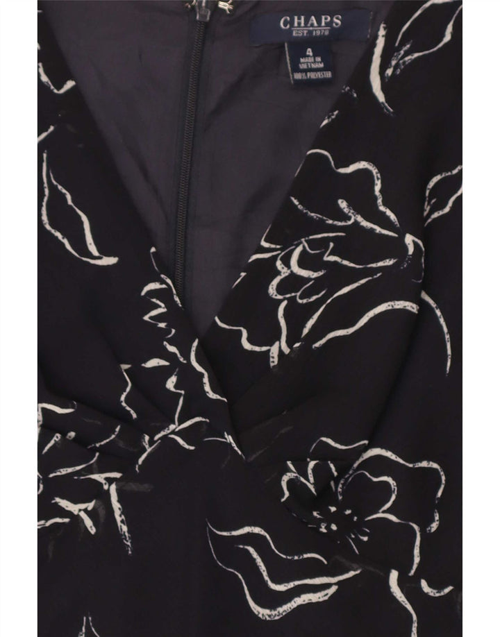 Vestido maxi feminino sem mangas da Chaps US 4 pequeno preto floral poliéster