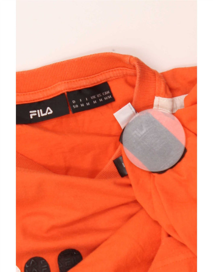 Fila Mens Graphic T-Shirt Top Médio Algodão Listrado Laranja