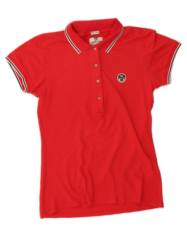 Polo feminino NORTH SAILS Reino Unido 14 grande algodão vermelho