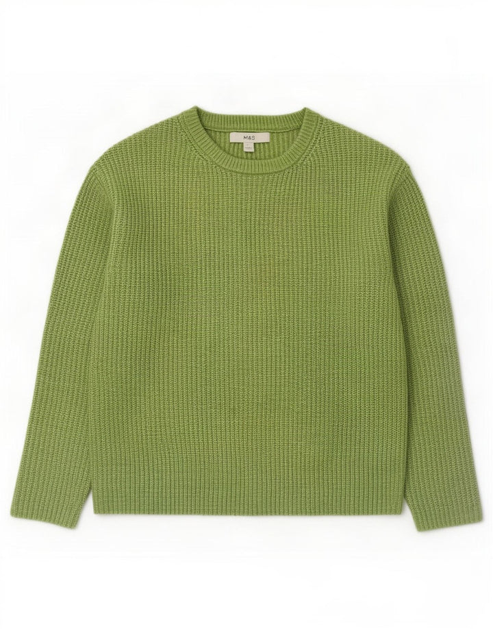 Suéter feminino Marks & Spencer com gola canoa e poliéster verde pequeno Reino Unido 10