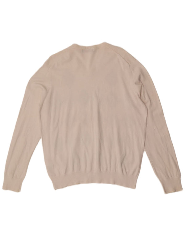 Suéter masculino Zara com decote em V XL branco Argyle/algodão diamante
