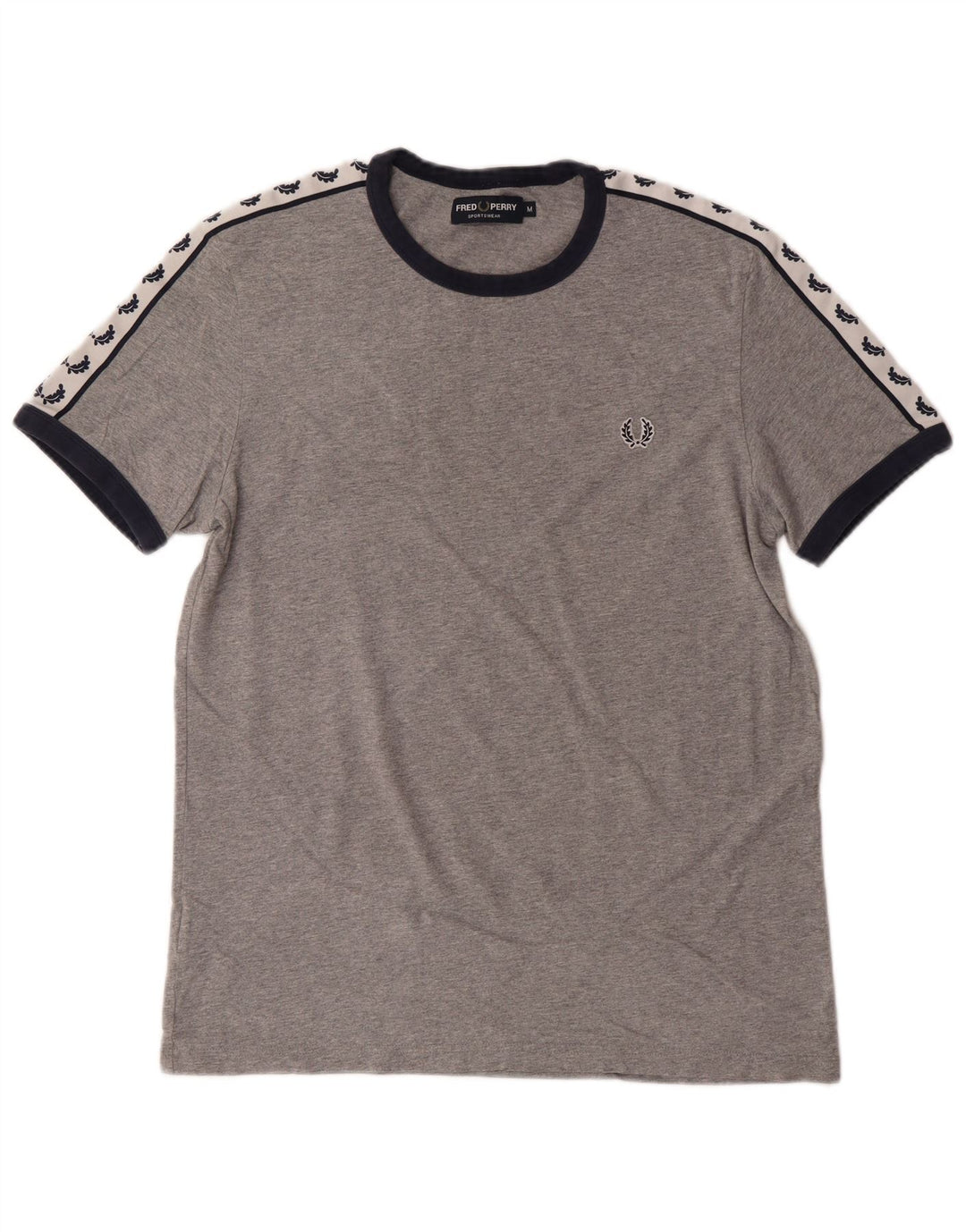 FRED PERRY Camiseta masculina gráfica Top cinza médio algodão colorblock