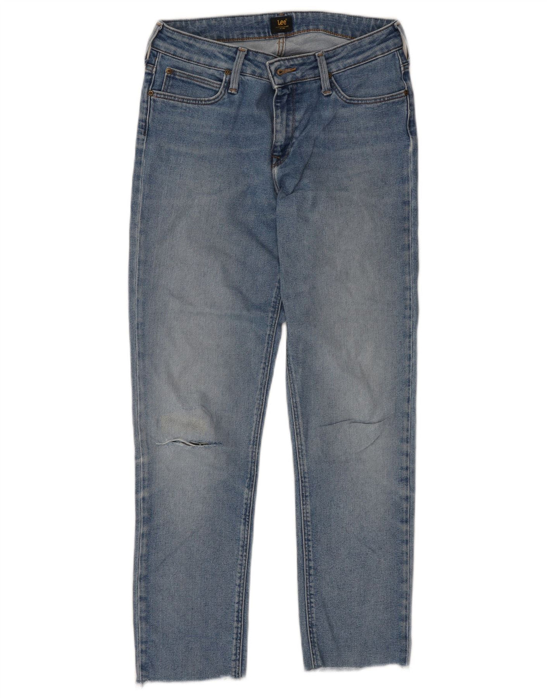 LEE Mens Jeans Cônicos Recortados W28 L26 Azul