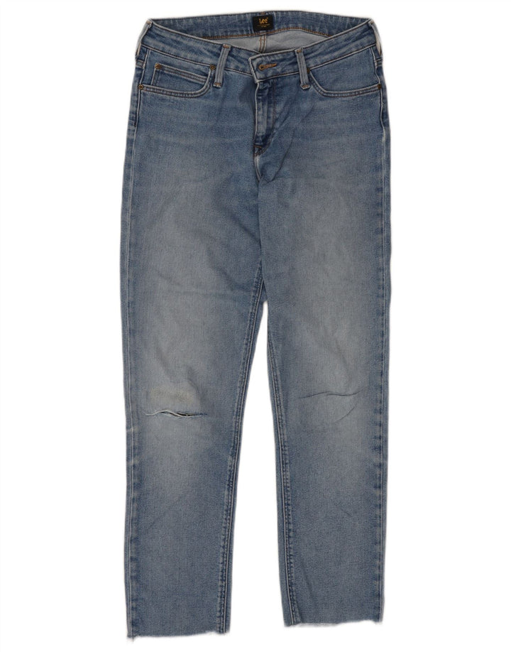 LEE Mens Jeans Cônicos Recortados W28 L26 Azul