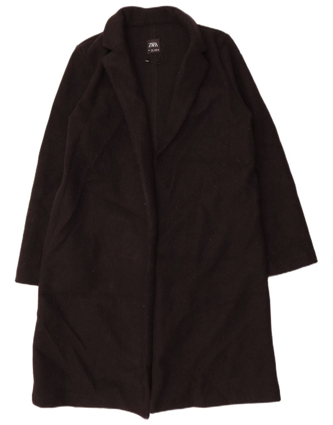 Sobretudo aberto feminino ZARA UK 16 grande poliéster preto