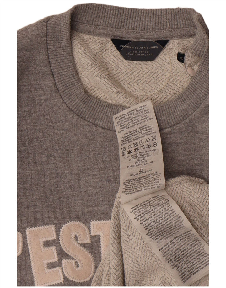 Jack & Jones moletom gráfico masculino jumper médio algodão cinza