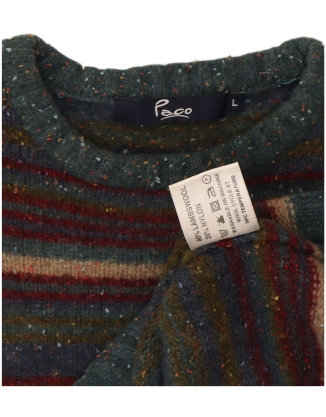 Suéter feminino Paco com gola redonda, uk 16, lã listrada grande multicolorida