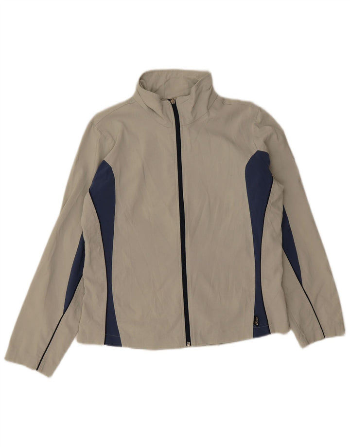Asics Womens Tracksuit Top Jacket UK 12 Medium Grey Colourblock