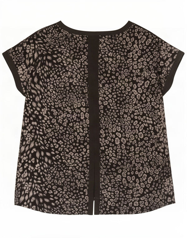 Blusa feminina Oasis UK 14 poliéster preto médio com estampa animal