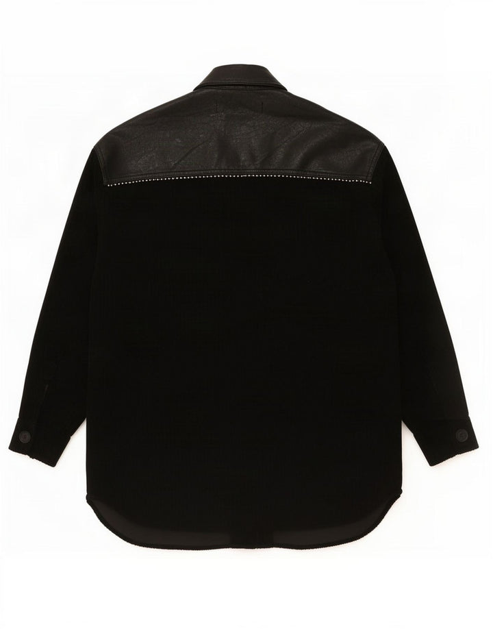 Camisa oversized feminina Zara UK 6 XS poliéster preto