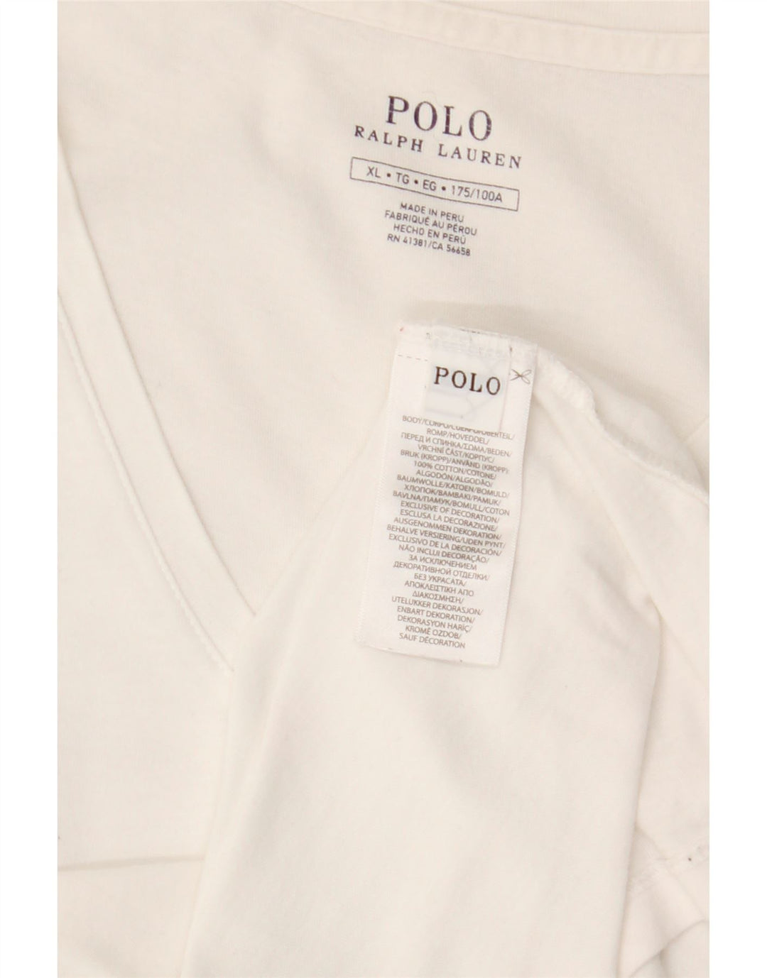 Camiseta masculina POLO RALPH LAUREN Top XL algodão branco
